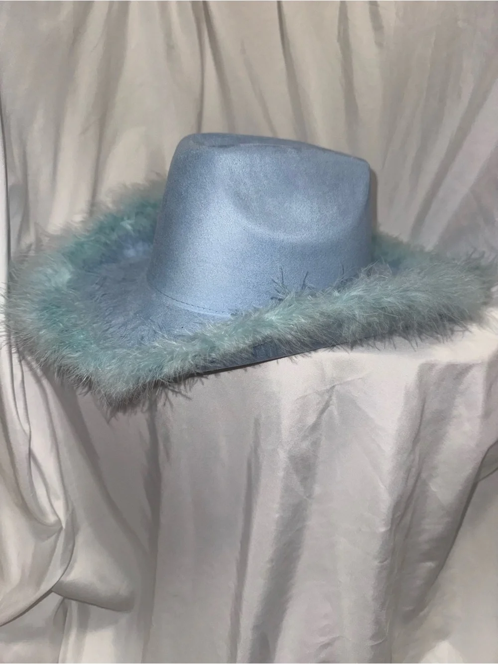 Blue Faux-Fur Trim Women's Hat